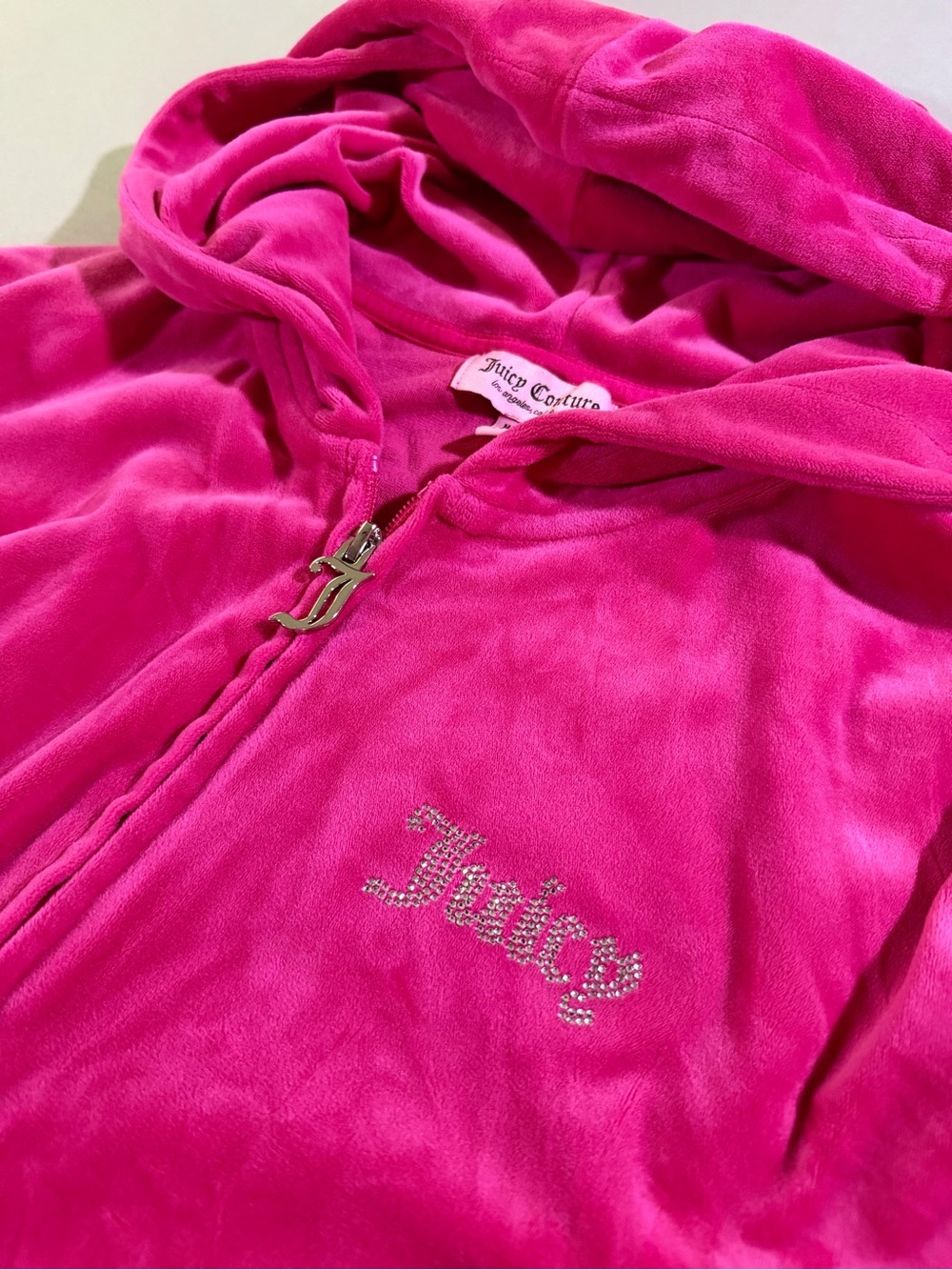 Juicy Couture Bright Pink Velour Zip-Up Hoodie